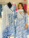 White/Blue Floral Suit Set