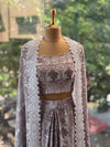 Grey Printed Skirt Set