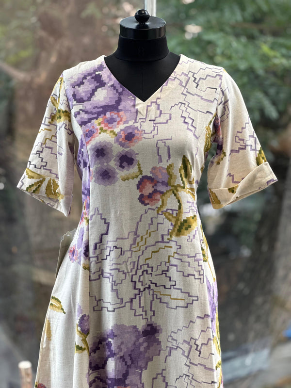 White/Purple Floral Tunic