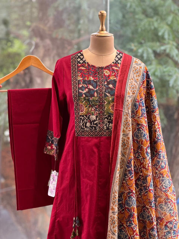 Maroon Printed Dupatta Set