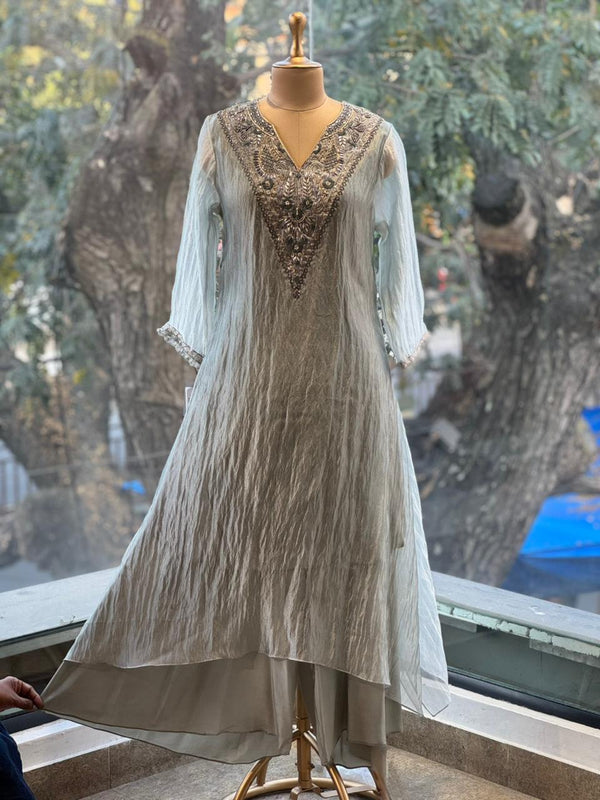 Silver Tissue Dupatta Set