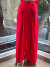 Red Intricate Yoke Cape Set