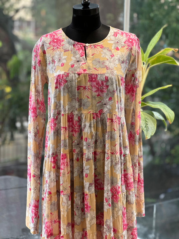 Yellow Floral Mul Tunic