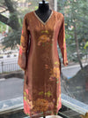 Brown Tissue Floral Dupatta Set