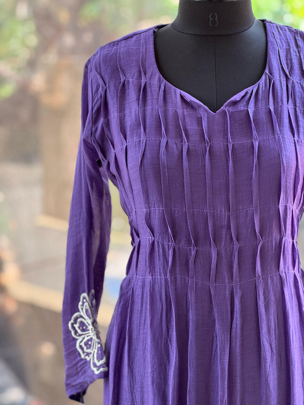 Purple Embroidered Dupatta Set