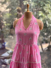 Pink Mul Halter Neck Dress