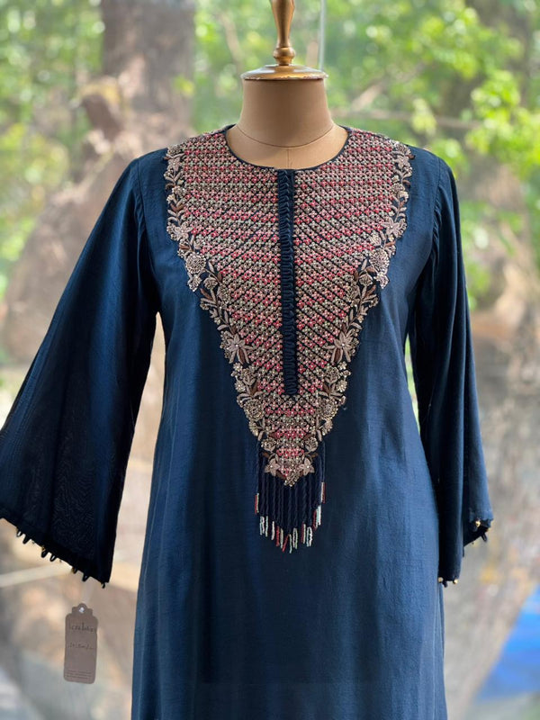 Blue Intricate Yoke Co ord