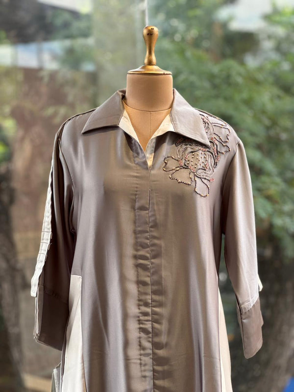 Grey Collared Neck Tunic