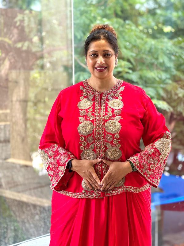 Red Skirt Set