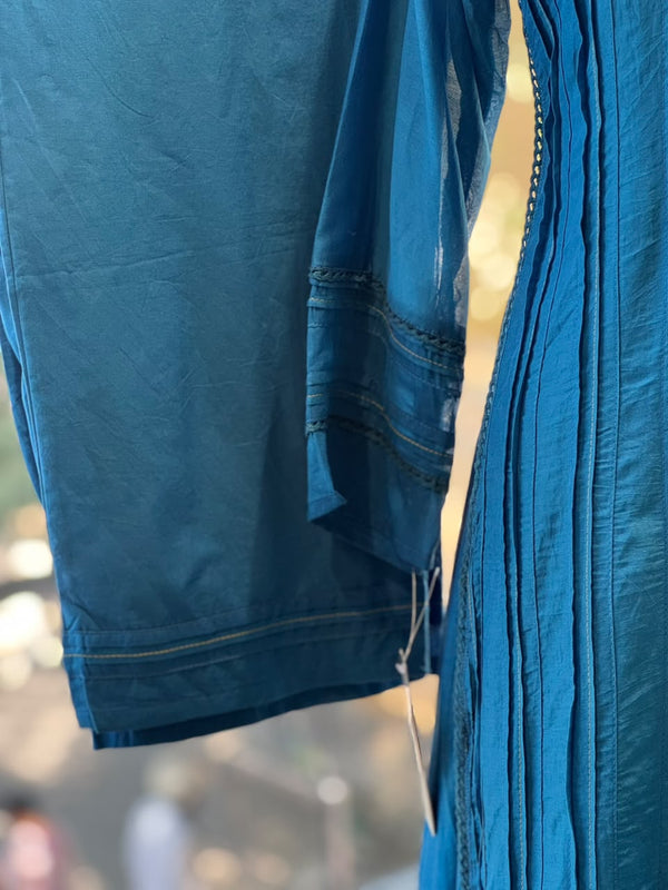 Blue Patch Work Dupatta Set
