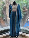 Blue Intricate Yolk Gown