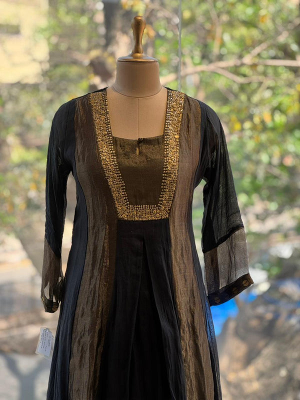 Black Tissue Panel Dupatta Set