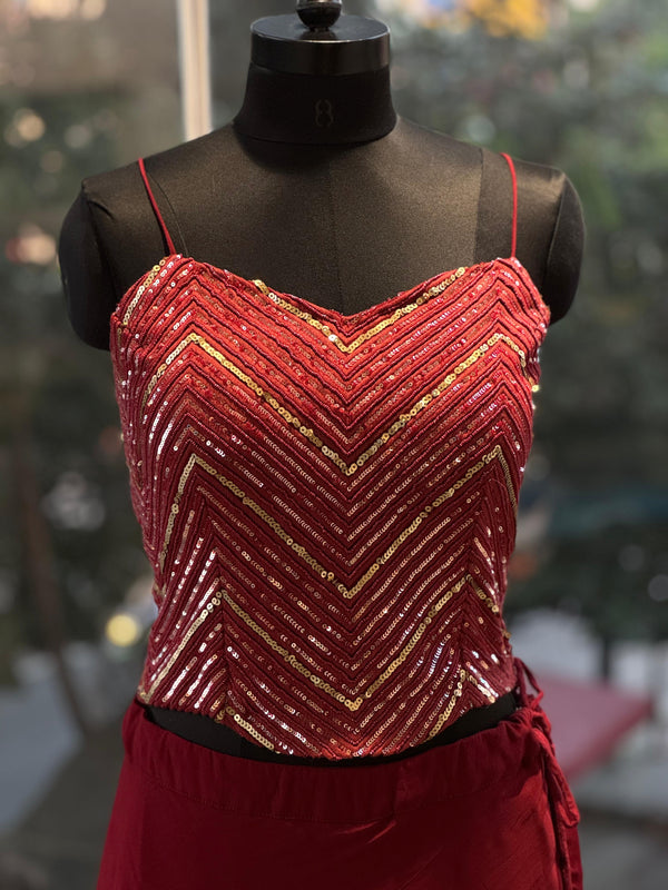 Maroon Taari Work Lehenga Set