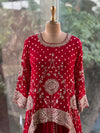 Red Bandhej Skirt Set