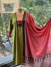 Green Printed Dupatta Set