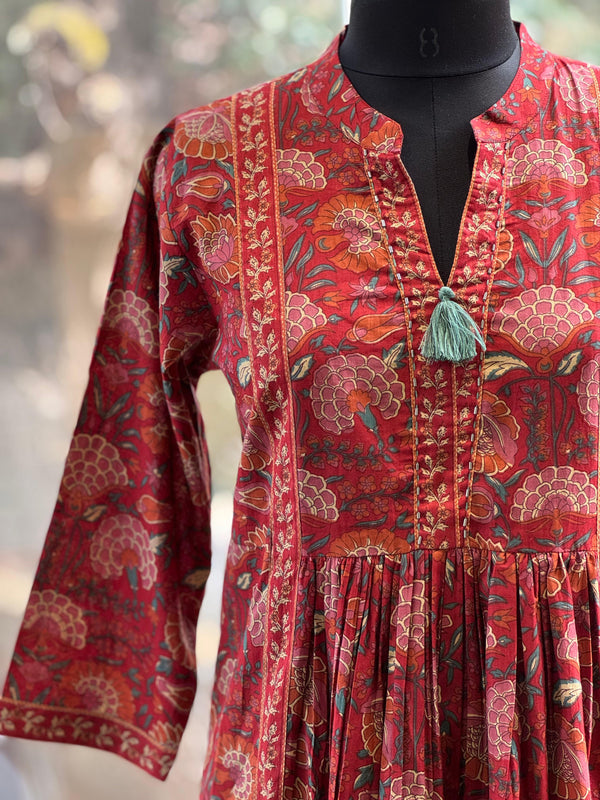 Maroon Printed Tunic