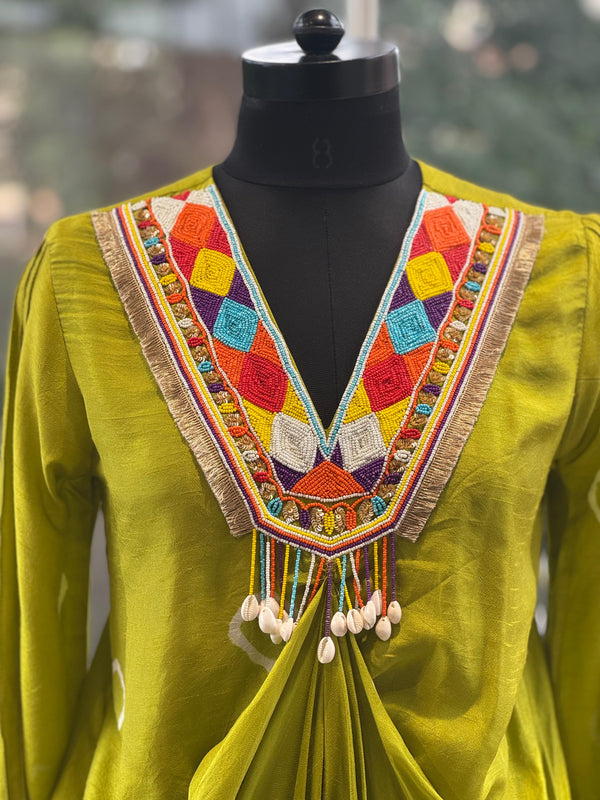 Green Front Pleated Co Ord