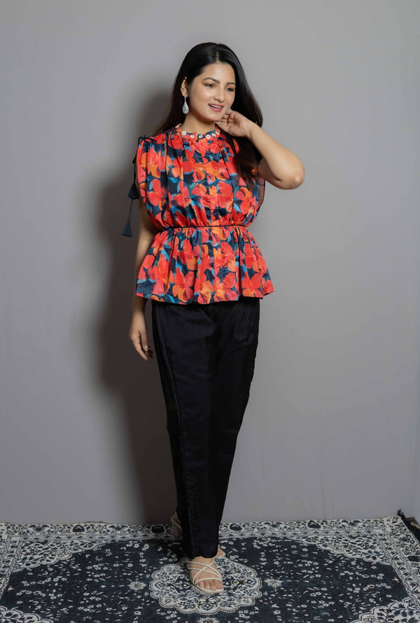 Floral Peplum with Pants