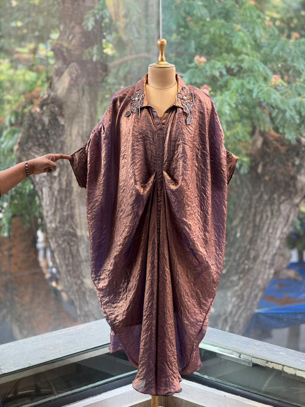 Purplish Glass Tissue Cowl Tunic