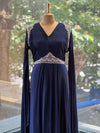 Blue Tail Sleeves Gown