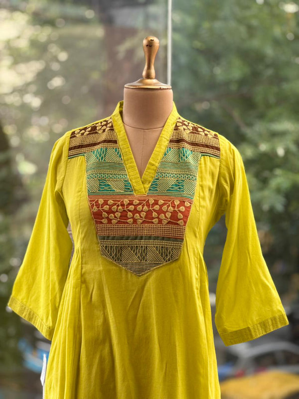 Yellow Patch Work Yoke Suit