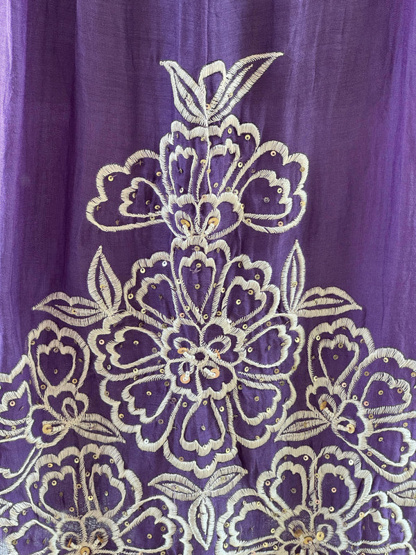 Purple Embroidered Dupatta Set