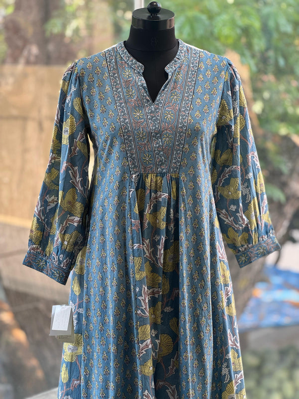 Blue Kalamkari Printed Tunic