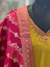 Green Yolk Neck Banarasi Dupatta Set