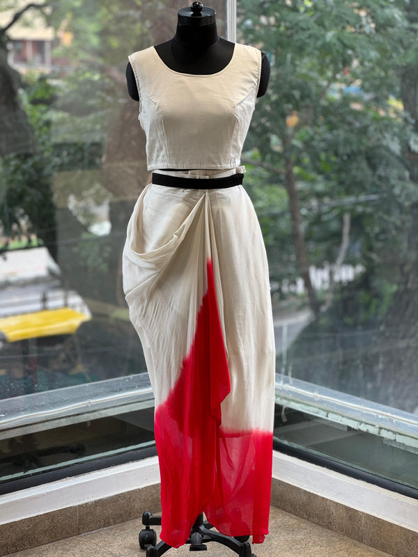 Off White Designer Made Cowl Skirt Set