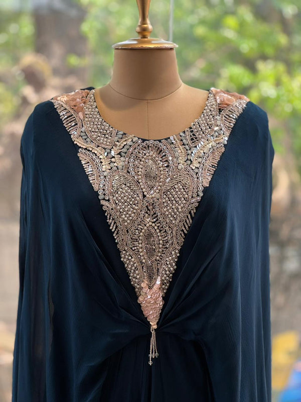Navy Blue Kaftan Gown
