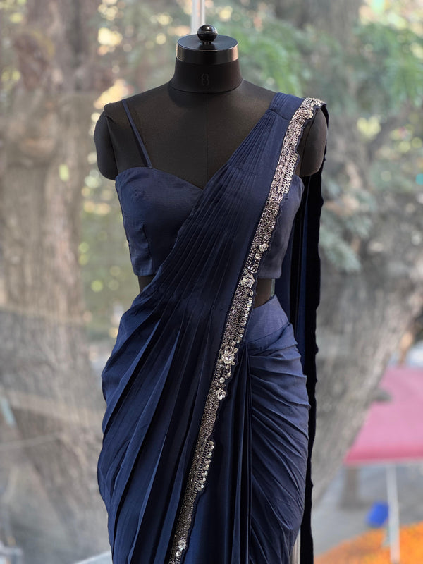 Navy Blue Designer Made Drape