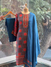 Red/Blue Printed Dupatta Set