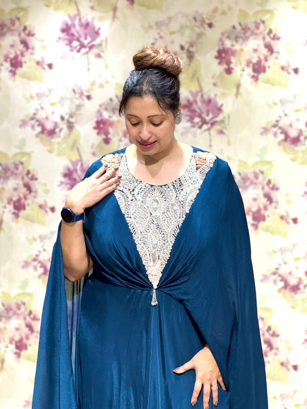 Navy Blue Kaftan Gown