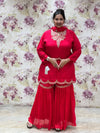 Red Intricate Yolk Sharara Set