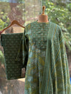 Green Floral Dupatta Set
