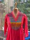 Pink Patch Work Yoke Suit