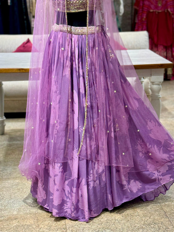 Purple Cape Style Lehenga Set