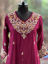 Purple Yolk Embroidered Suit Set