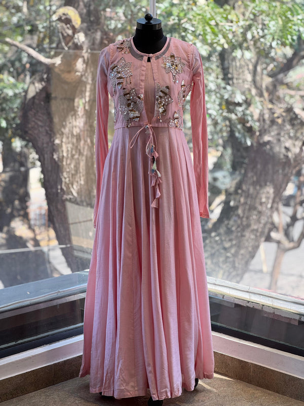 Pink Jacket Style Gown