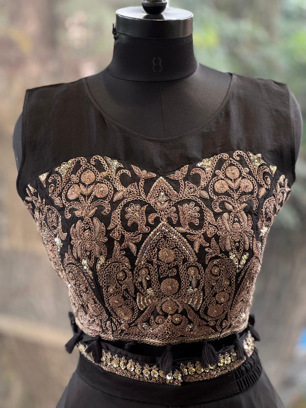 Black Flared Palazzo Set
