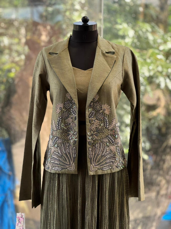 Green Shaded Crush Lehegna Set