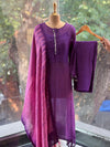 Purple Mul Suit with Shibori Dupatta