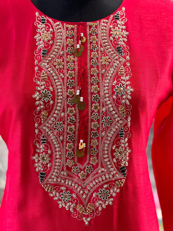 Red Yolk Zardozi Work Co Ord