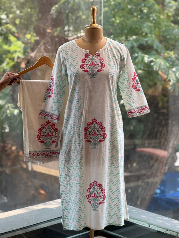 White Block Print Set