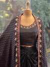 Black Digital Printed Cape Set