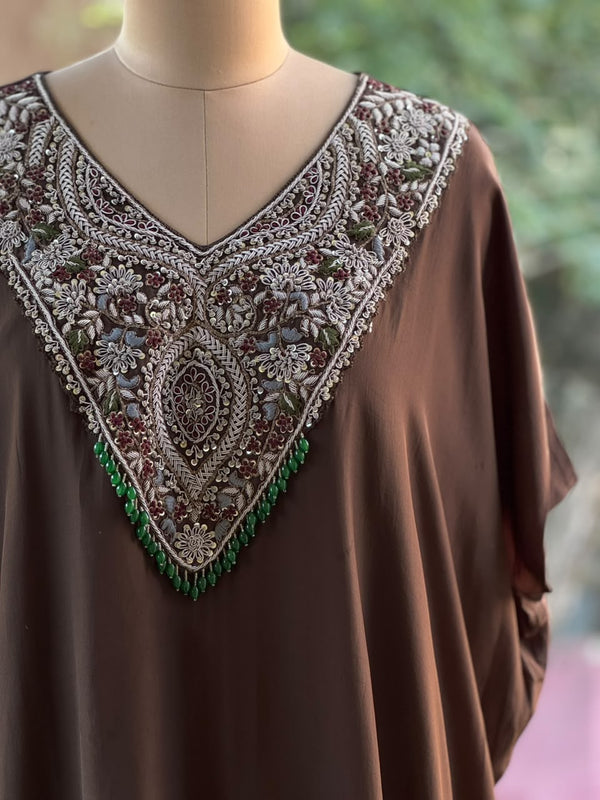 Brown Tye Dye Kaftan Set