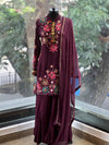 Wine Embroidered Suit