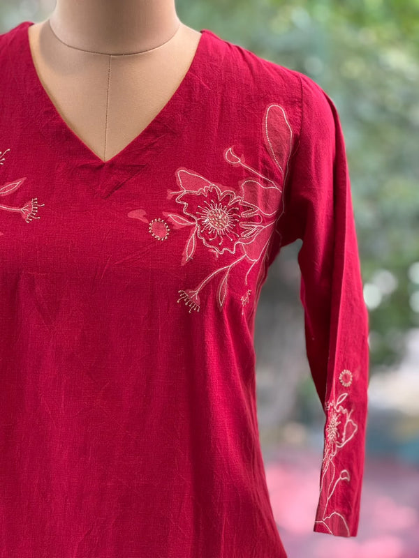 Red Patch Work Tunic