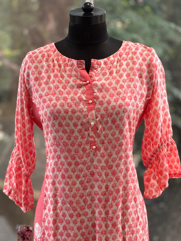 Peach Floral Printed Tunic