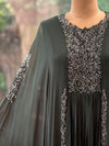 Dark Green Pipe Work Gown